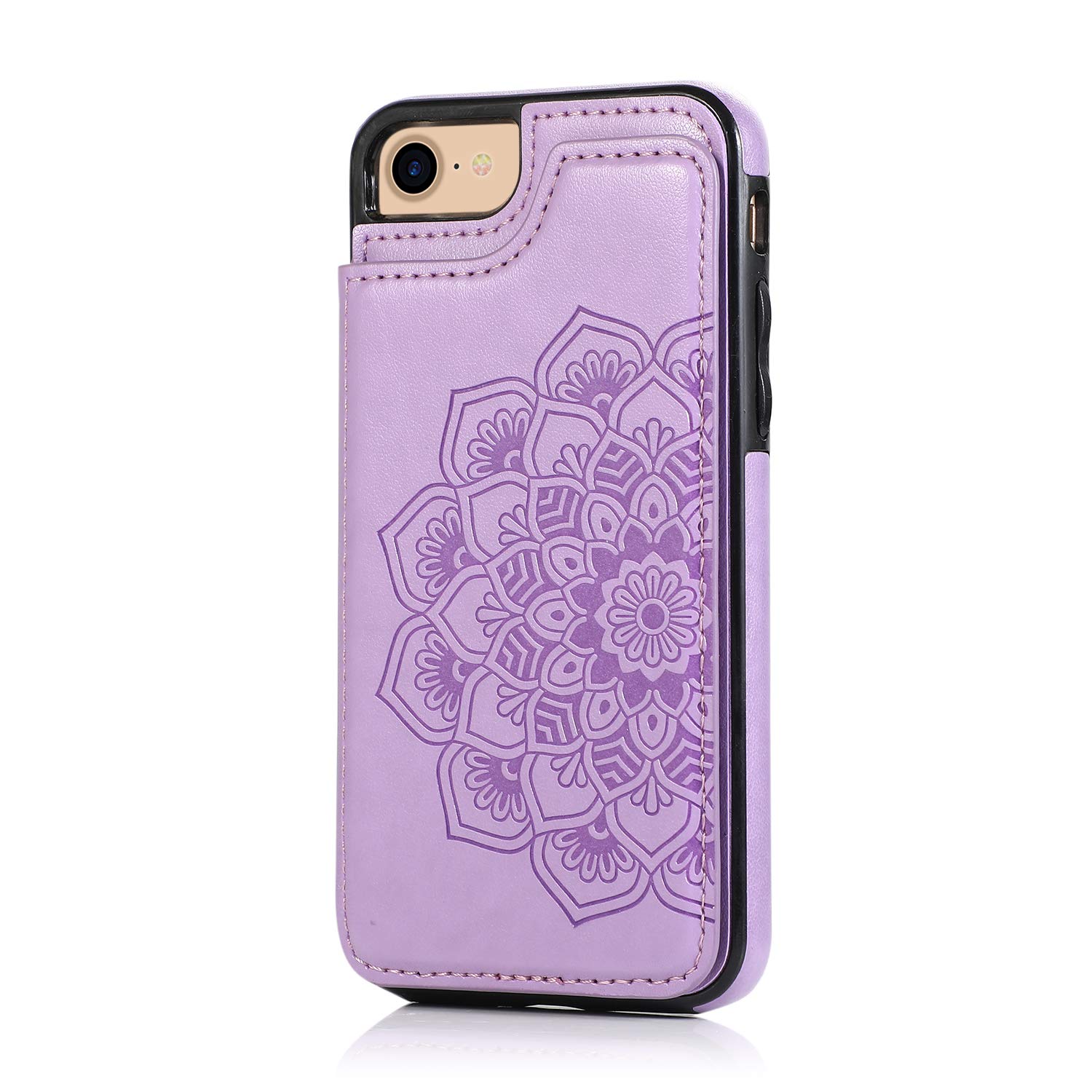 Premium Leather Wallet Case for iPhone SE 2020/7/8 - Slim Protective Cover with Card Holder Slot & Kickstand (Purple) | Perfect for Everyday Use, Travel & Hands-Free Viewing