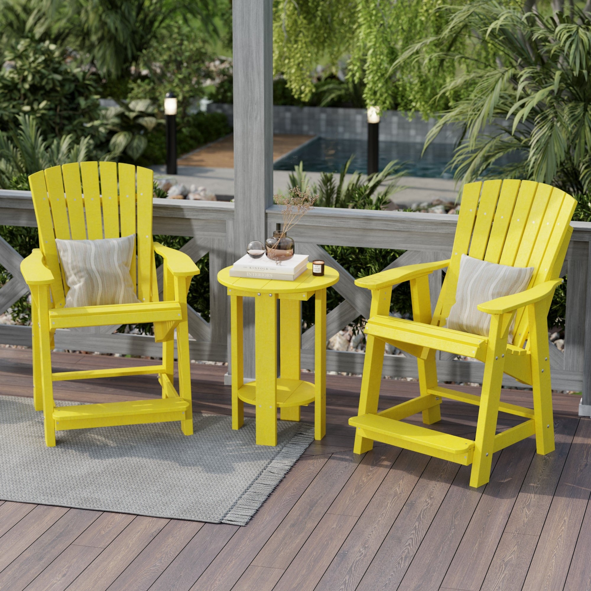Premium Heritage High Adirondack Chair - Solid Wood Outdoor Patio Furniture for Garden, Deck, Poolside & Backyard Relaxation