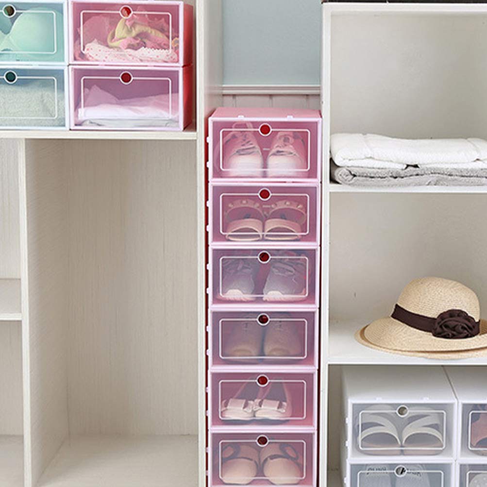 TOPBATHY 6-Piece Shoe Storage Box Set with Lids - Stackable Closet Organizer for Shoes, Clothes & Accessories | Perfect for Entryway, Bedroom & Closet Organization