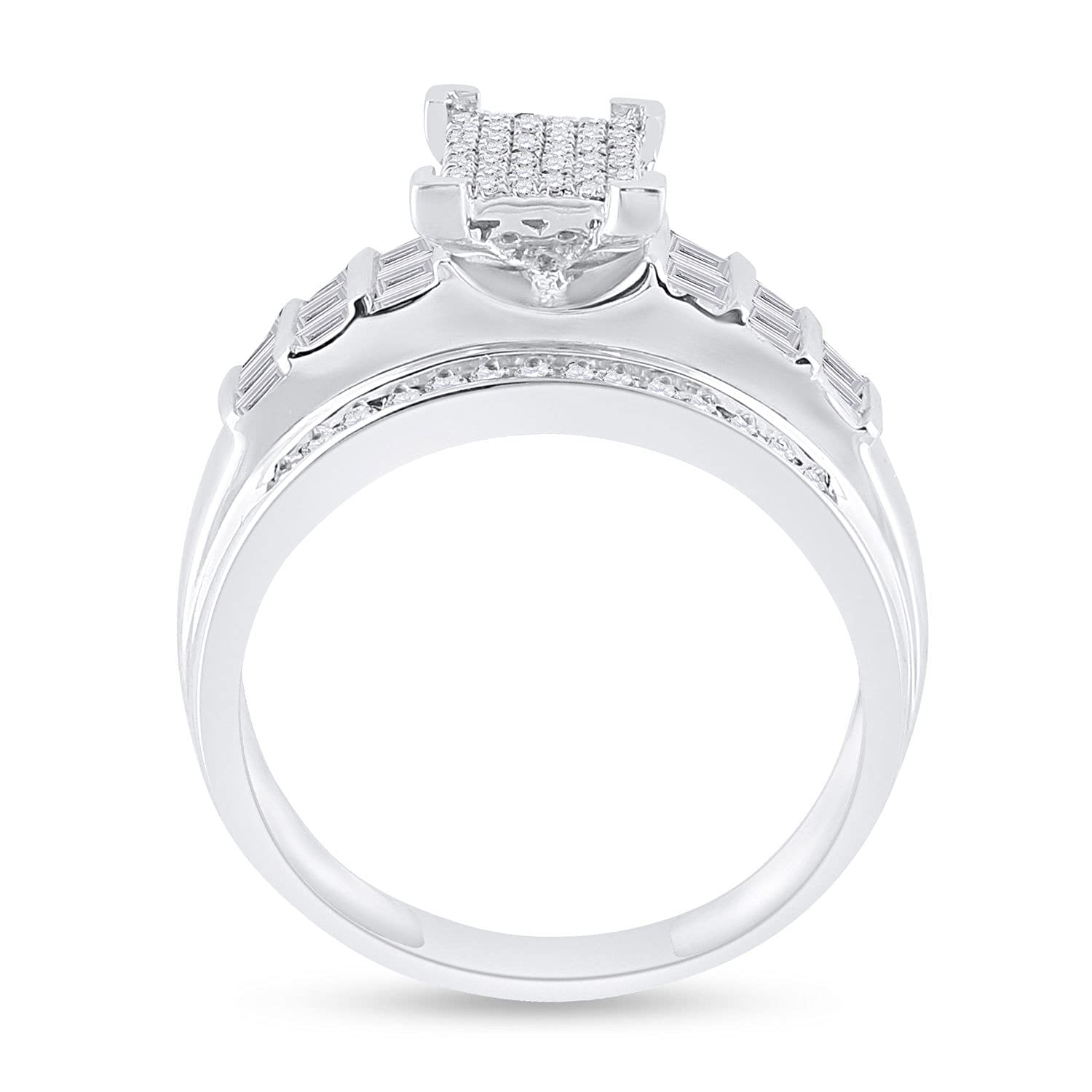 Sterling Silver Round Diamond Cluster Bridal Wedding Engagement Ring - 3/8 CTTW - Elegant Solitaire Design for Proposals, Anniversaries & Special Occasions