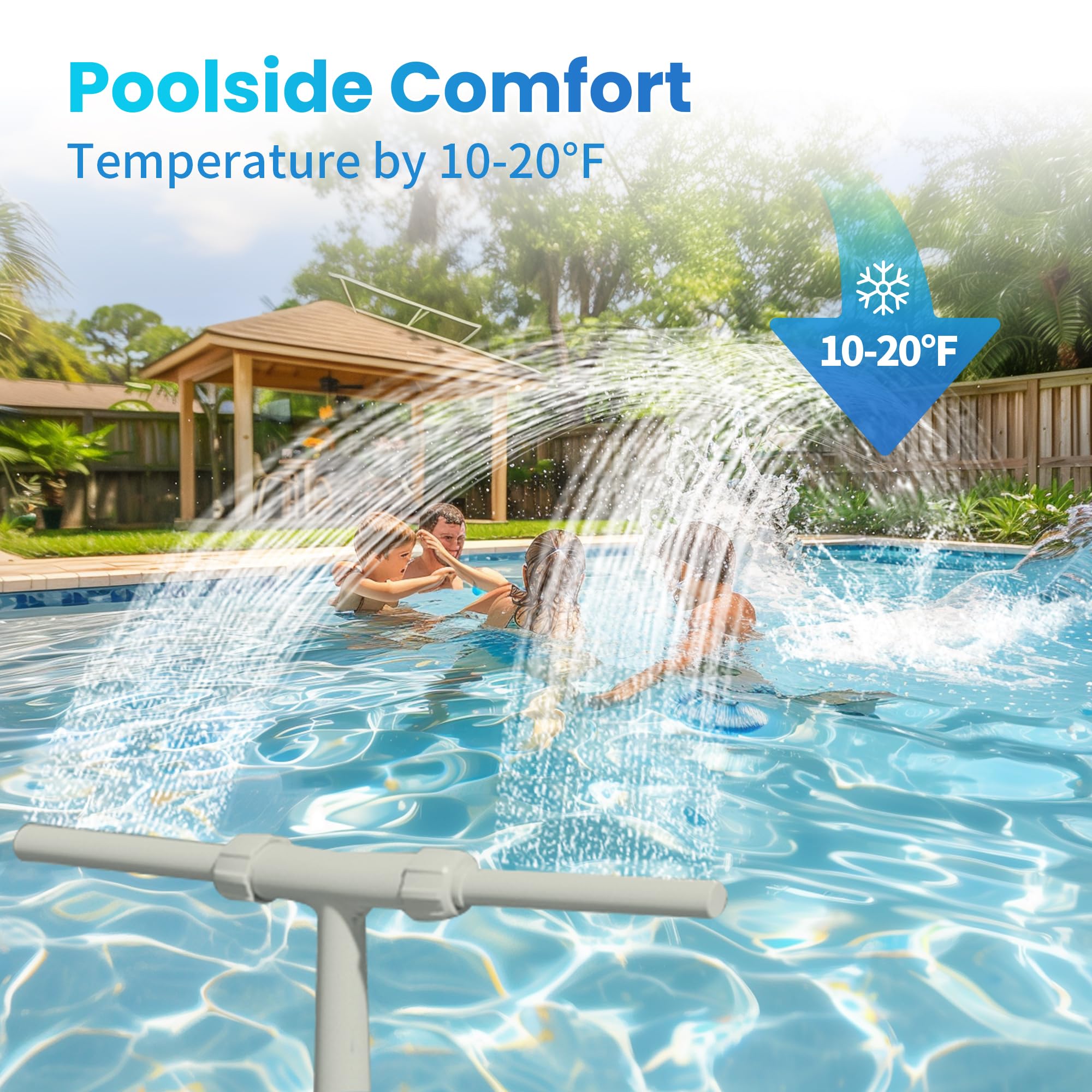 Adjustable Dual Spray Pool Fountain for Above & In-Ground Pools | Waterfall Sprinkler Fountain with Cooling Effect | Grey Pool Accessories for Relaxation & Backyard Decor | Perfect for Summer Cooling, Spa-Like Experience & Outdoor Entertaining