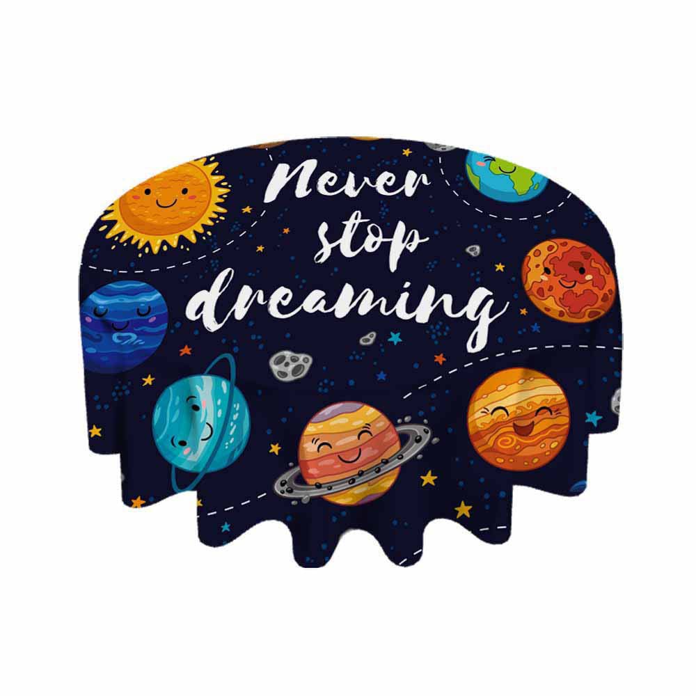 8 Planets Round Tablecloth 60 Inch - Solar System Galaxy Print Table Cover for Dining Room, Party, Banquet | Perfect for Space Themed Decor, Birthday Celebrations & Astronomy Enthusiasts