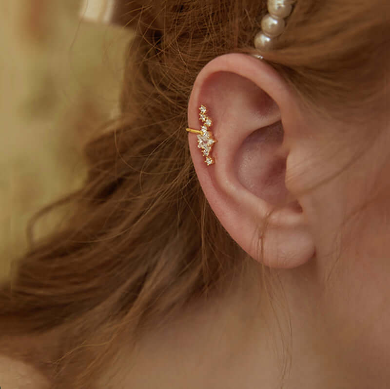 No-Piercing Celestial Star Ear Cuffs & Ear Climbers for Women | SE2098 | Elegant Non-Pierced Ear Jewelry for Parties, Weddings & Special Occasions
