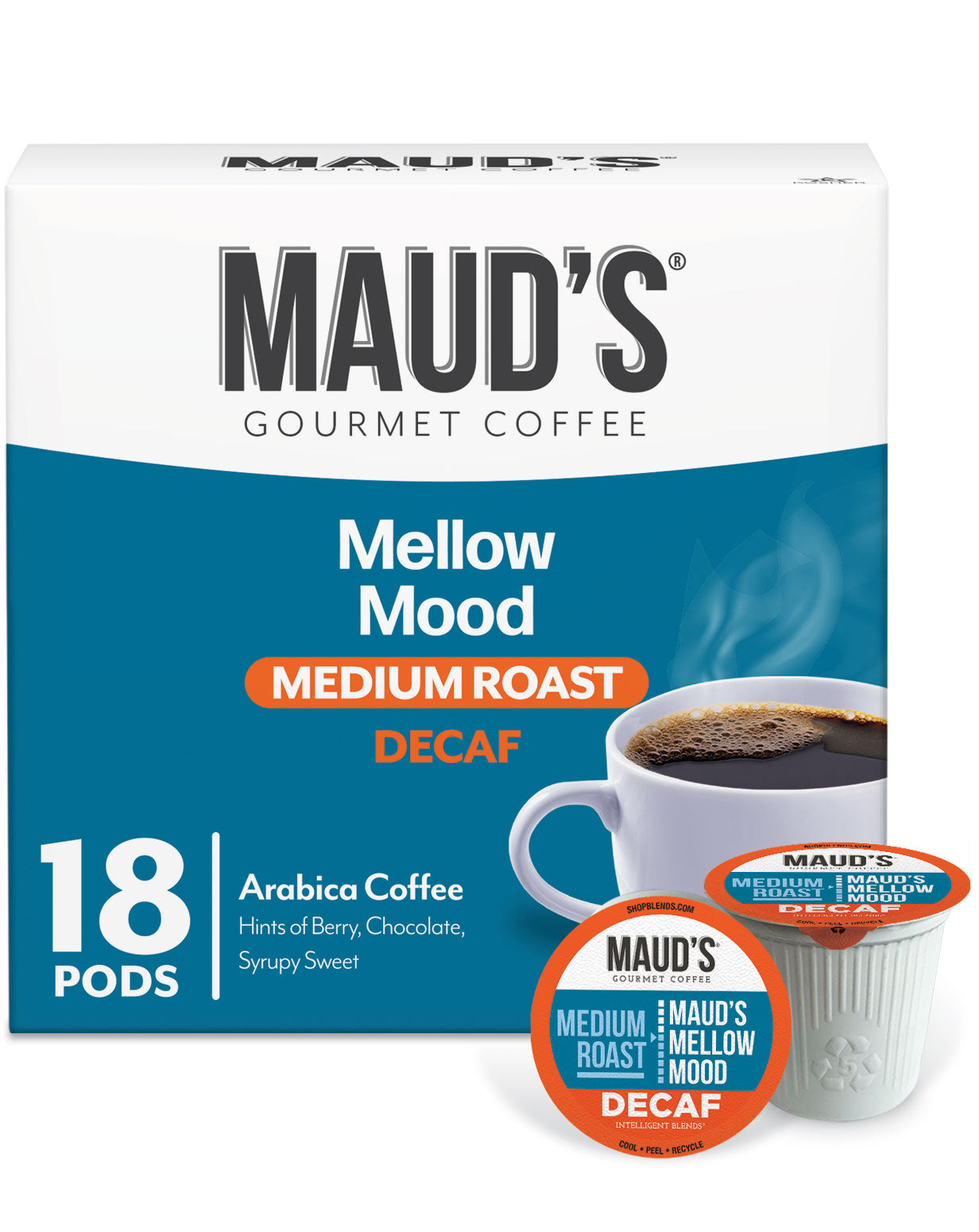 Maud's Decaf Medium Roast Coffee Pods - 100% Arabica, Low Acid, K-Cup Compatible - Perfect for Home, Office & Gifting