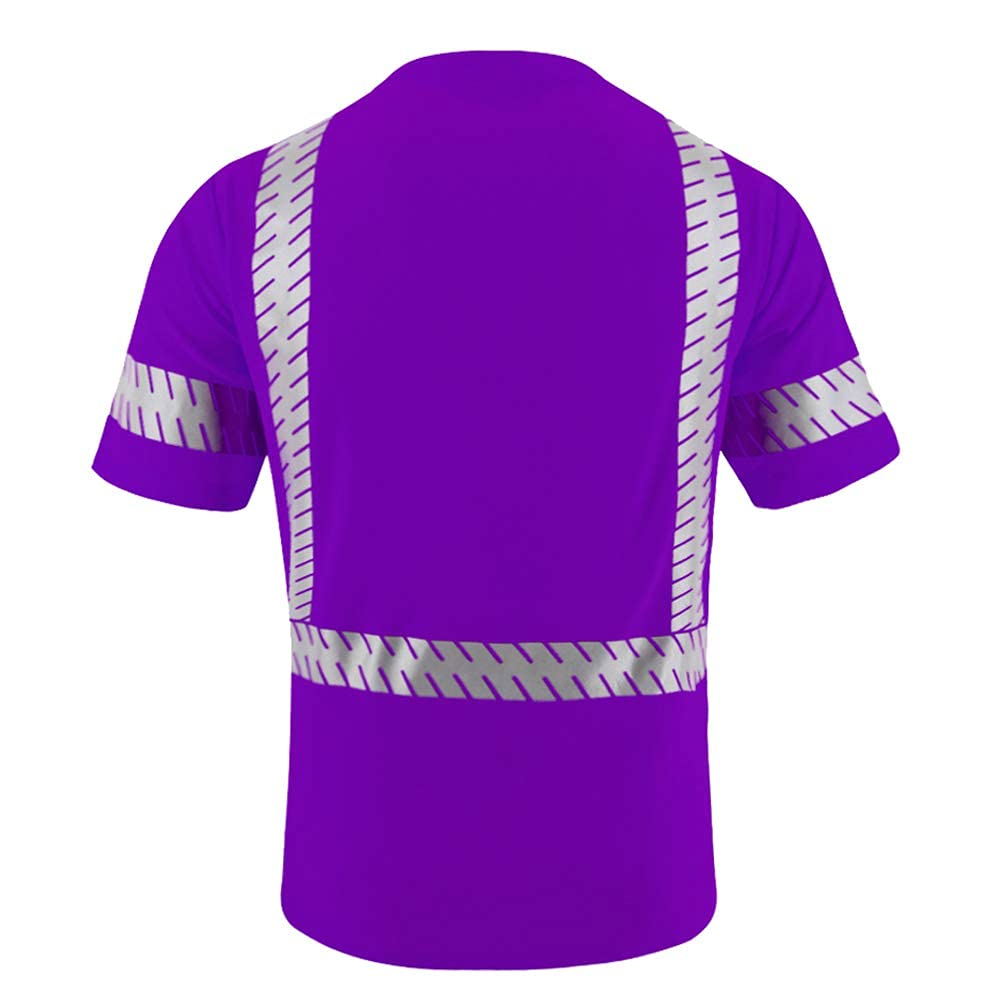 ANSI Class 3 High Visibility Safety Shirts with Reflective Strips - Black Construction Work Shirts for Men | OSHA Compliant Workwear for Road Crews & Night Workers