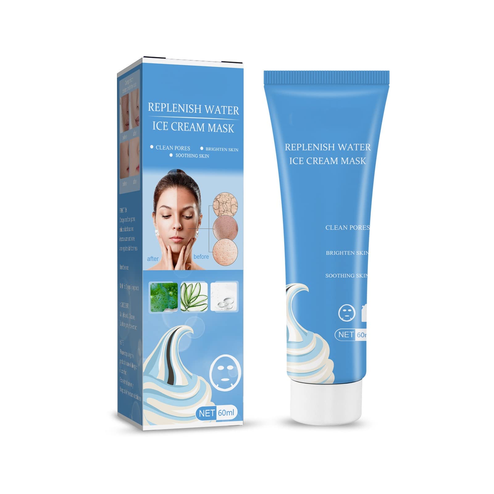 TMTW Salicylic Acid Ice Cream Mask - Deep Moisturizing & Repairing Overnight Sleep Mask for Acne & Blackhead Removal, Pore Minimizing & Ultra-Cleaning Face Mask (1pc) - Perfect for Nighttime Skincare Routine & Post-Workout Pore Care