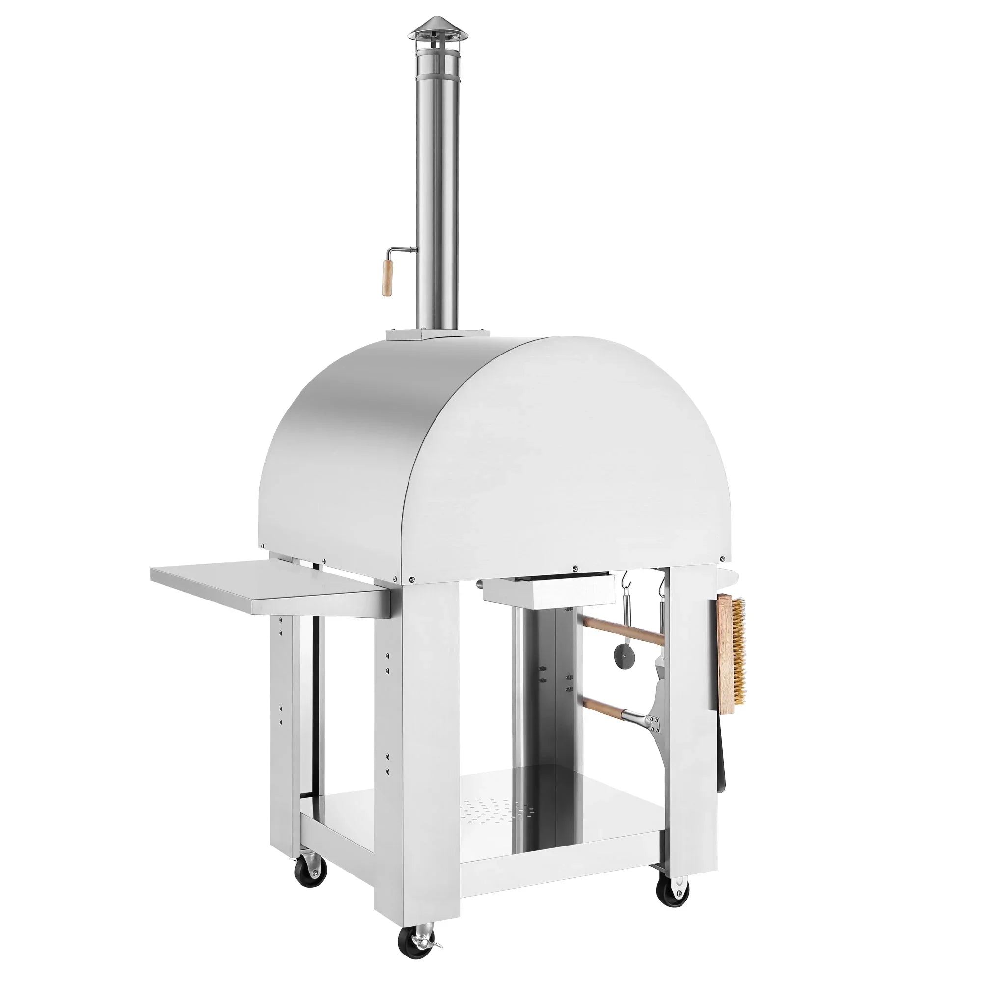 Empava Stainless Steel Outdoor Wood Fired Pizza Oven with Collapsible Side Table (PG05) - Perfect for Backyard BBQs, Patio Parties & Authentic Italian Pizza Making