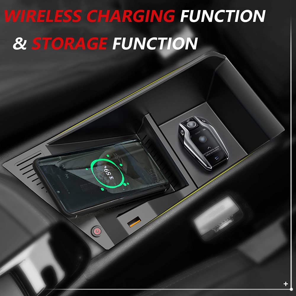 15W Qi Fast Charger for BMW X1 2017-2021 | Wireless Car Charging Pad for iPhone 12/11 | Center Console Accessory