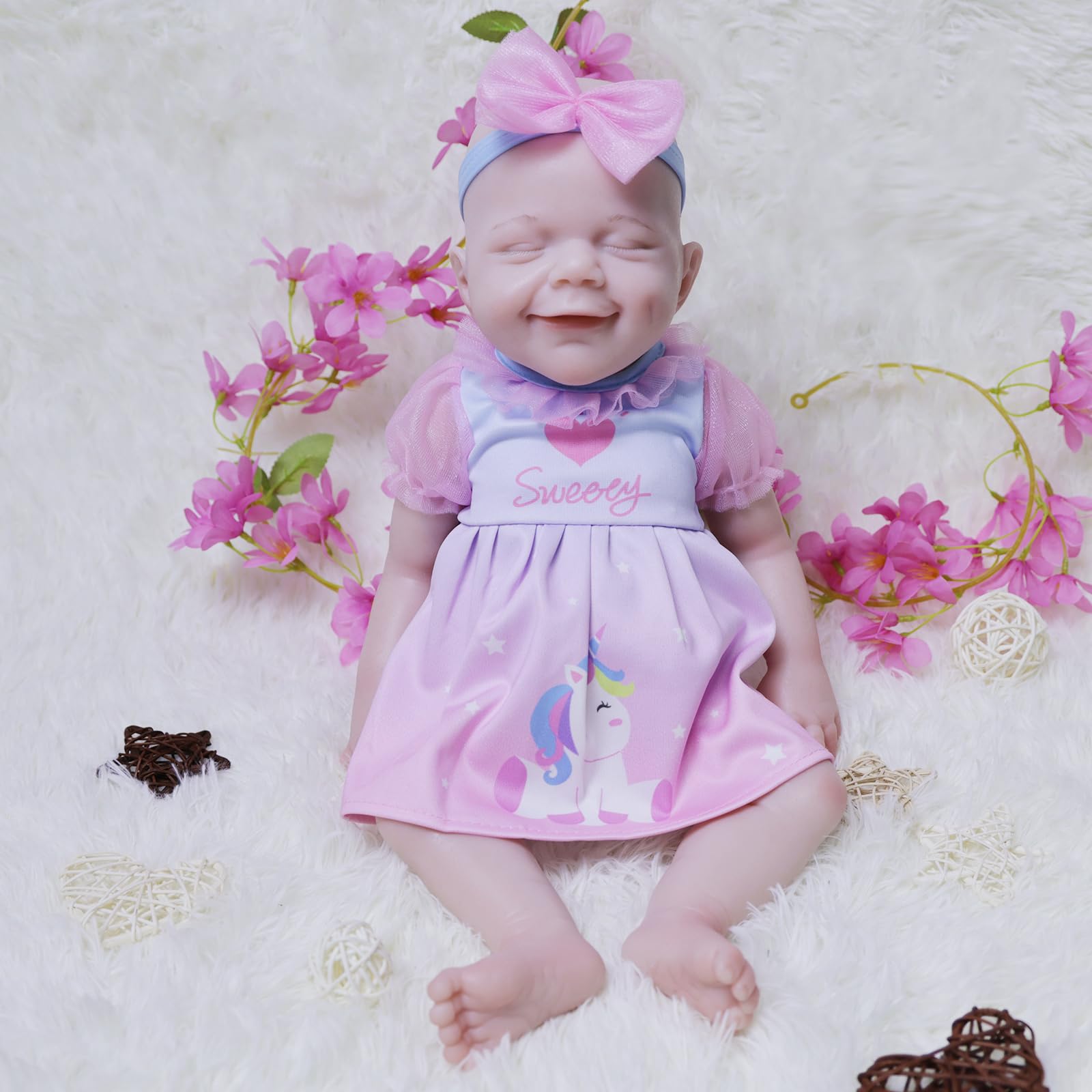 AISITE 18 Inch Realistic Reborn Baby Doll - Full Silicone Baby Girl with Closed Eyes, Perfect Christmas & Birthday Gift for Kids 3+ | Lifelike Collectible for Playtime, Nursery Decor, and Photography Props