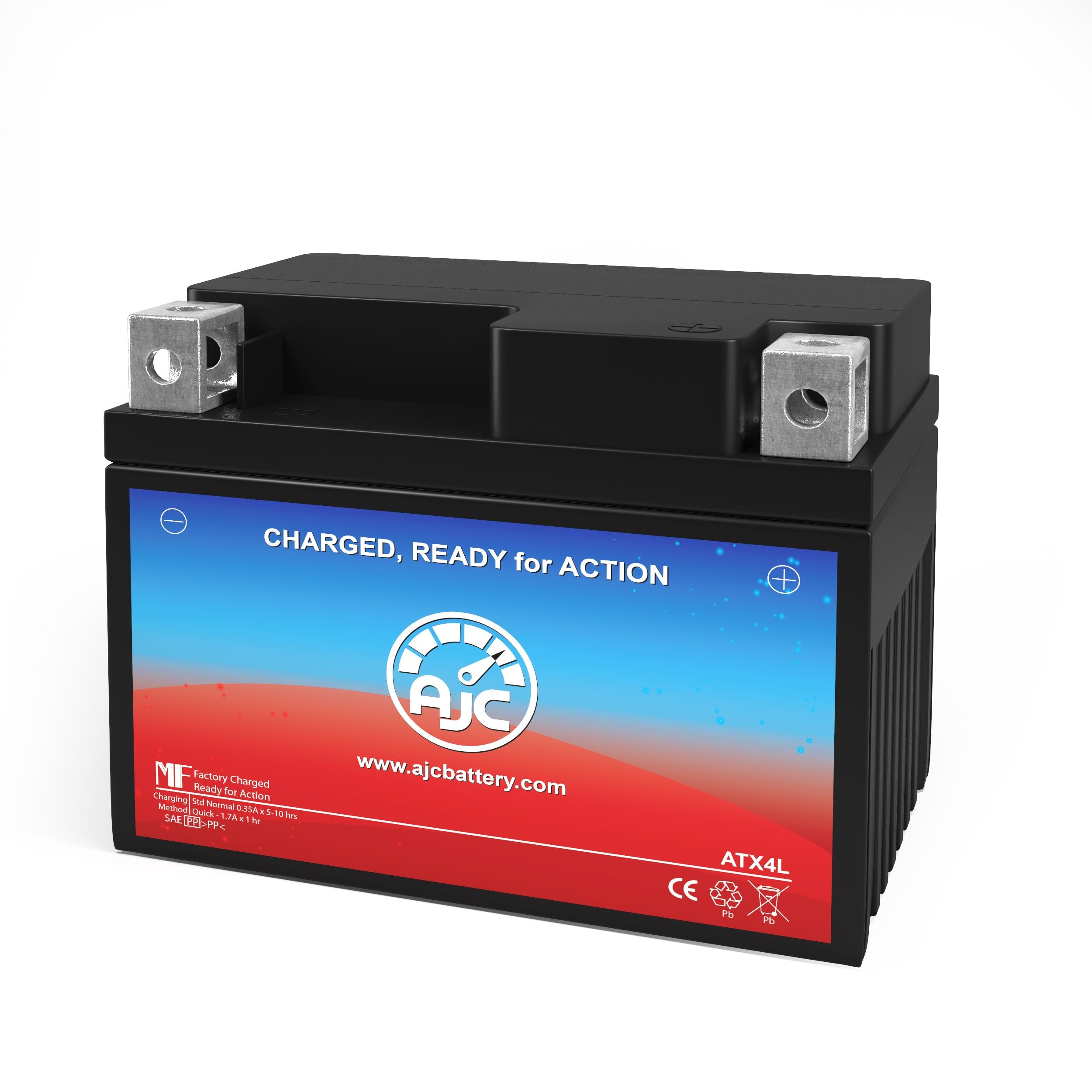 AJC Replacement Battery for Power Sonic PTX4L-BS - 12V 4Ah Sealed Lead Acid (SLA) Powersports Battery - Compatible with ATVs, Motorcycles, Jet Skis & Snowmobiles - Maintenance-Free & Vibration Resistant