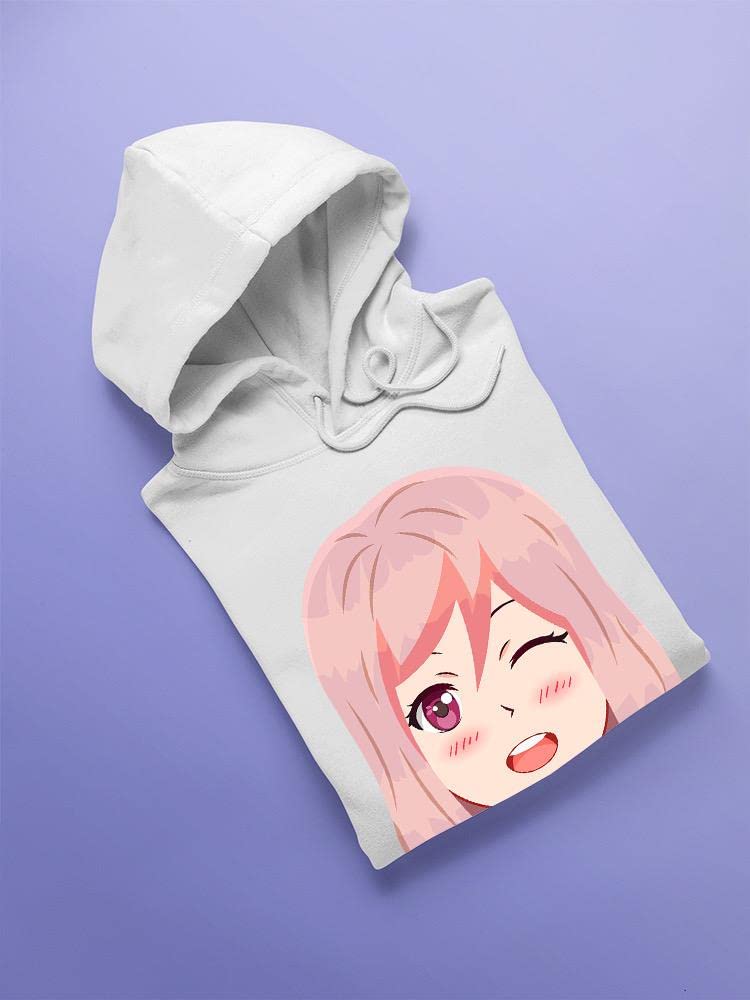 Smartprints Winking Anime Girl Hoodie for Women - Cute Kawaii Graphic Pullover | Perfect for Cosplay, Anime Conventions & Casual Streetwear