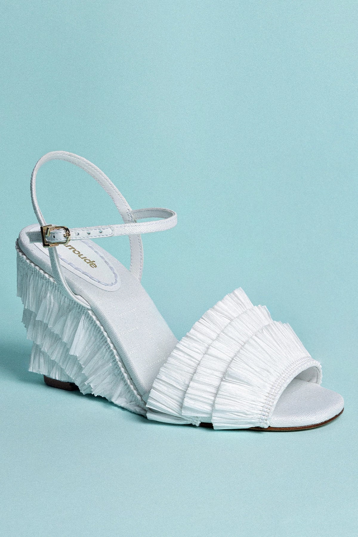 Yves Fringe Wedge Sandals in White Raffia - Comfortable Summer Beach Wedding Shoes for Women
