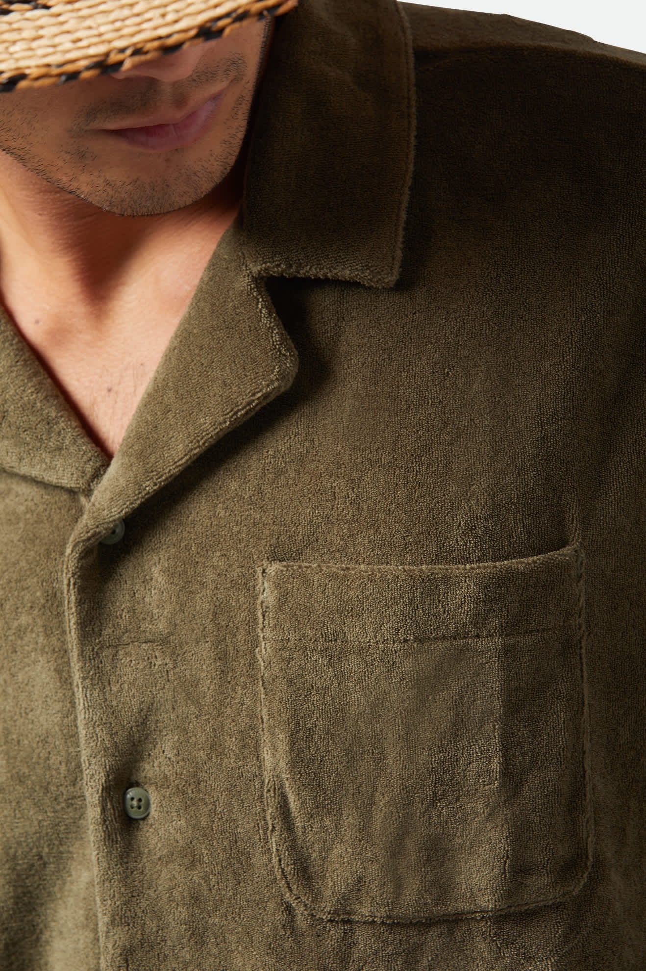 Bunker French Terry Cloth Short Sleeve Camp Collar Shirt for Men - Ivy Green | Casual Summer Wear, Beach Outfit & Street Style Fashion