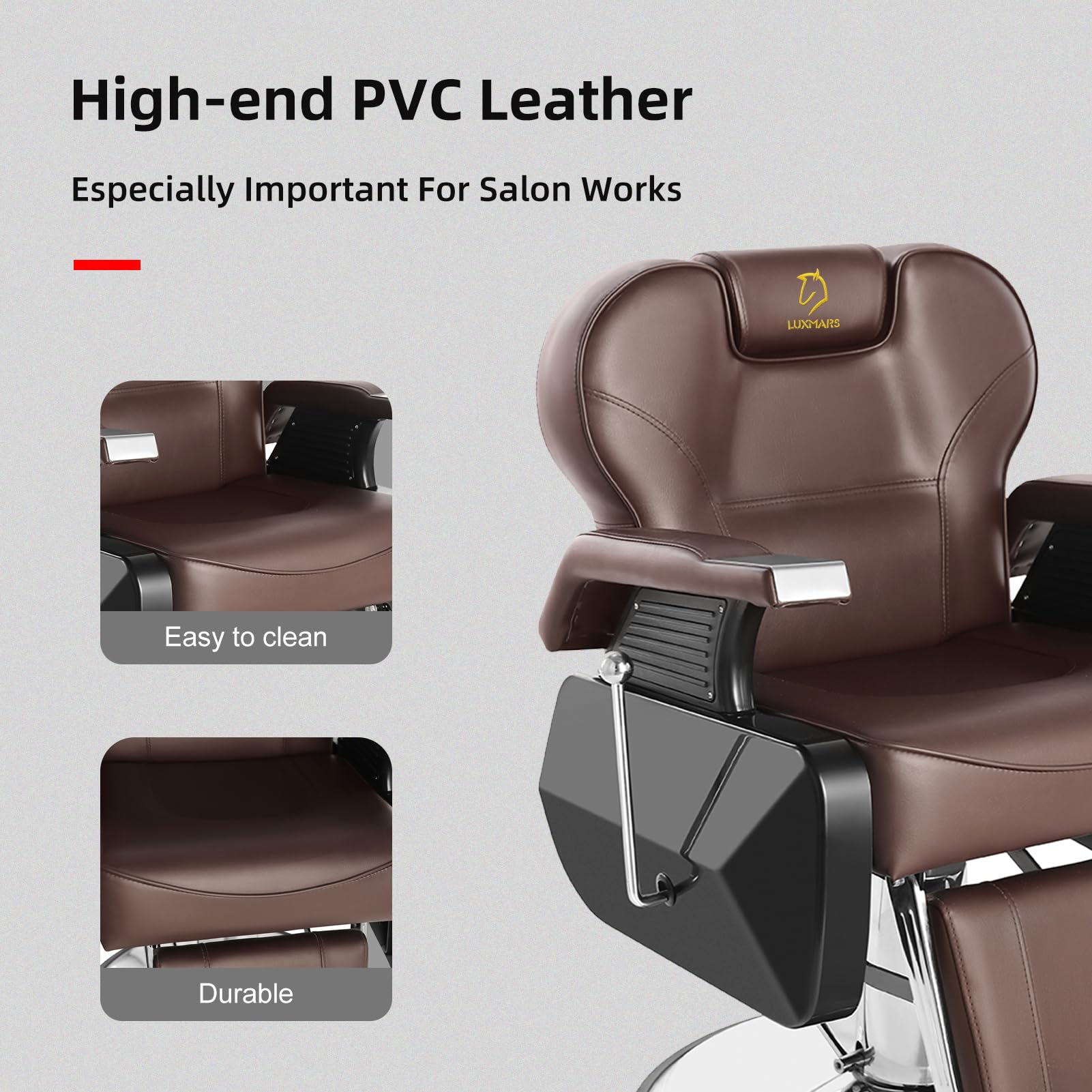 Hydraulic Barber Chair 360° Swivel Reclining Salon Styling Hair Chair for Hairdressers & Barbers - Brown Leather Upholstery, Adjustable Height - Perfect for Hair Salons, Barber Shops & Home Styling Studios