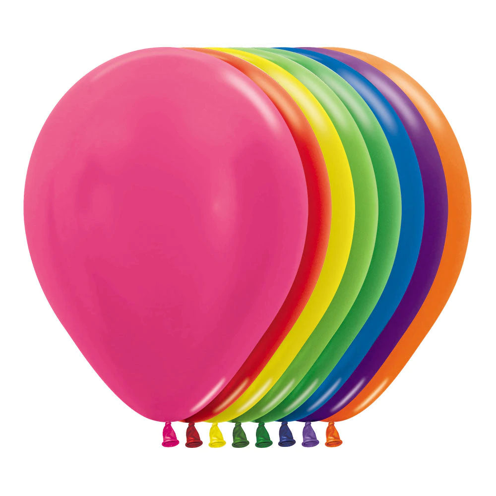 12 Assorted Metal Round Latex Balloons - Party Decorations, Birthday, Wedding, Baby Shower & Holiday Events