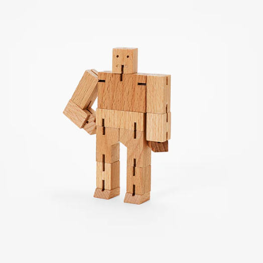 Cubebot Natural Micro Wooden Puzzle Toy - Fun & Educational Brain Teaser for Kids & Adults - Perfect for Stress Relief, Office Decor & STEM Learning Activities