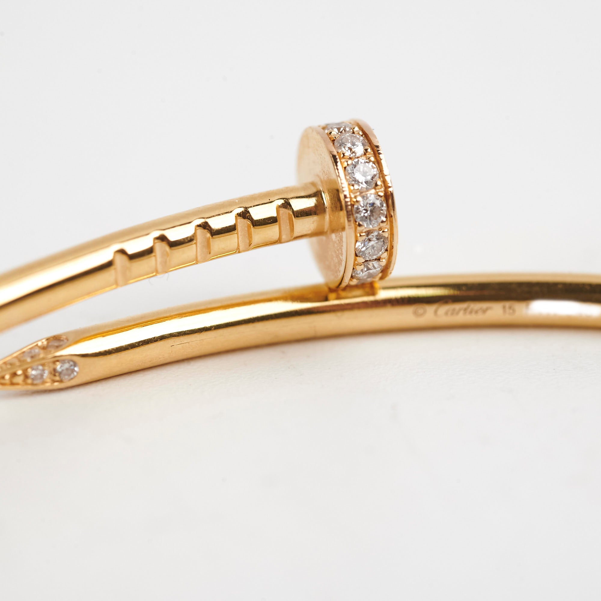 Cartier Juste Un Clou JUC Small Diamond Bracelet in 18K Yellow Gold Size 15 - Luxury Jewelry for Women, Perfect for Gifts, Parties & Special Occasions