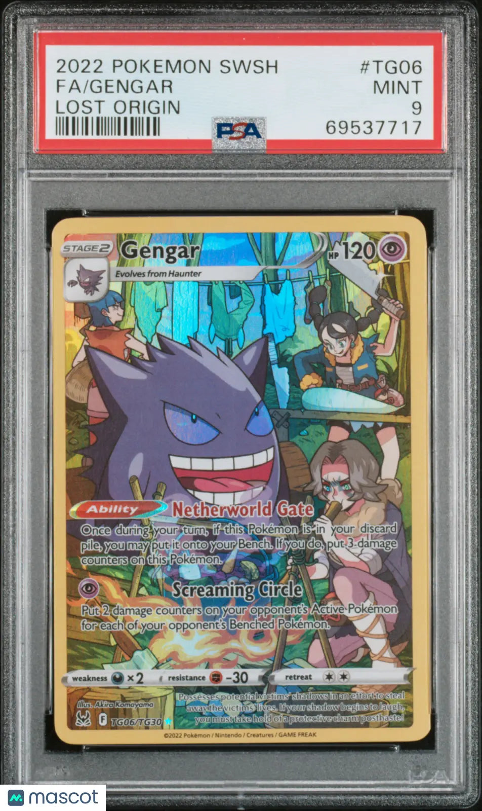 2022 Pokemon Sword & Shield Lost Origin Gengar Fa PSA 9 TG06/TG30 - Rare Trading Card for Collectors & Competitive Play