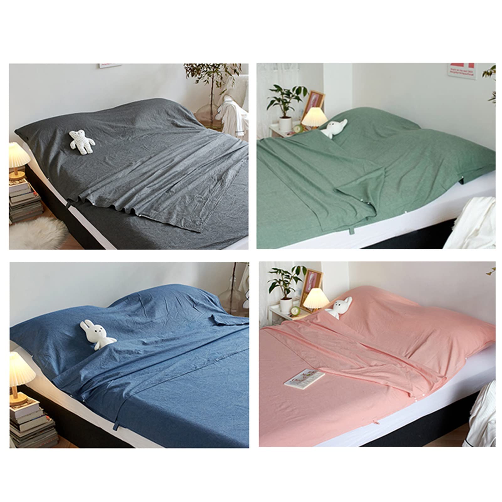 Premium Cotton Sleeping Bag Liner - Lightweight & Portable Travel Camping Sheet with Zipper - Machine Washable (Blue, 210x210cm) - Perfect for Backpacking, Hiking & Outdoor Adventures