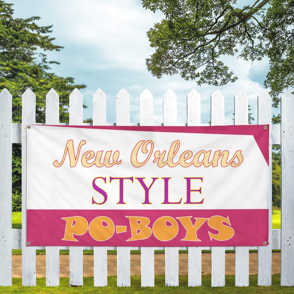 Vinyl Banner - Multiple Sizes (60x144 Inches) | Weatherproof Outdoor Advertising Sign with 10 Grommets | Perfect for New Orleans Style Food & Beverage Promotion, American Cuisine Events, Industrial Yard Signs | Great for Restaurants, Festivals, and Business Advertising