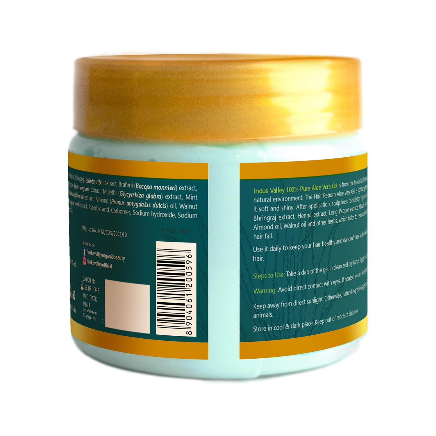 Organic Aloe Vera Hair Gel with Bhringraj & Walnut Oil - 175ml for Hair Growth, Scalp Care & Frizz Control | Natural Ayurvedic Treatment for Dry, Damaged Hair | Perfect for Daily Styling & Deep Conditioning