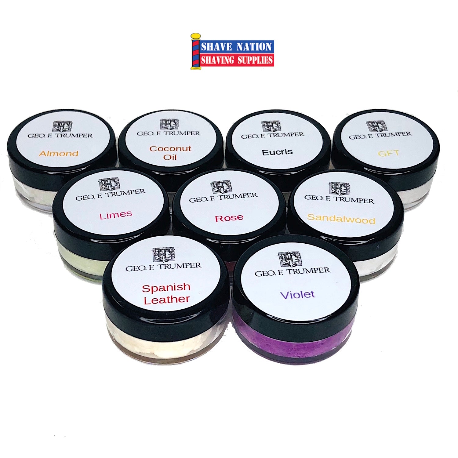 Geo F Trumper Luxury Shaving Cream Sampler Set - 6 Premium Varieties for Sensitive Skin & Close Shave - Perfect Gift for Men, Travel & Grooming Kits