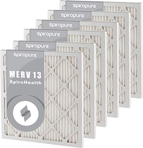 SpiroPure 10x28x1 MERV 13 Pleated Air Filters - 6 Pack - Made in USA - High Efficiency HVAC Furnace AC Filters for Home & Office Air Purification