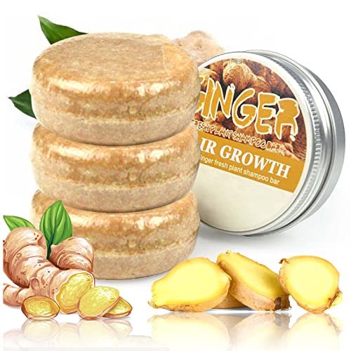 **Ginger Shampoo Bar for Hair Growth & Thinning Hair - Natural Hair Regrowth Treatment for Men & Women (3 Pack) - Ideal for Daily Use & Scalp Care**