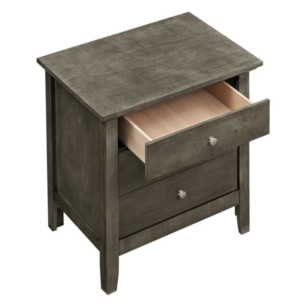 Home Square 2-Piece Solid Wood Nightstand Set with 3 Drawers in Gray - Perfect for Bedroom Furniture, Guest Room Storage & Modern Home Decor
