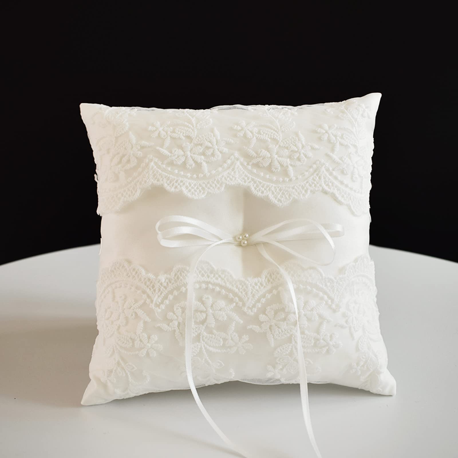 Ivory Lace Wedding Ring Bearer Pillow - Elegant Ring Cushion for Wedding Ceremony, Engagement Party & Vow Renewal | Perfect for Ring Exchange, Bridal Showers & Romantic Proposals