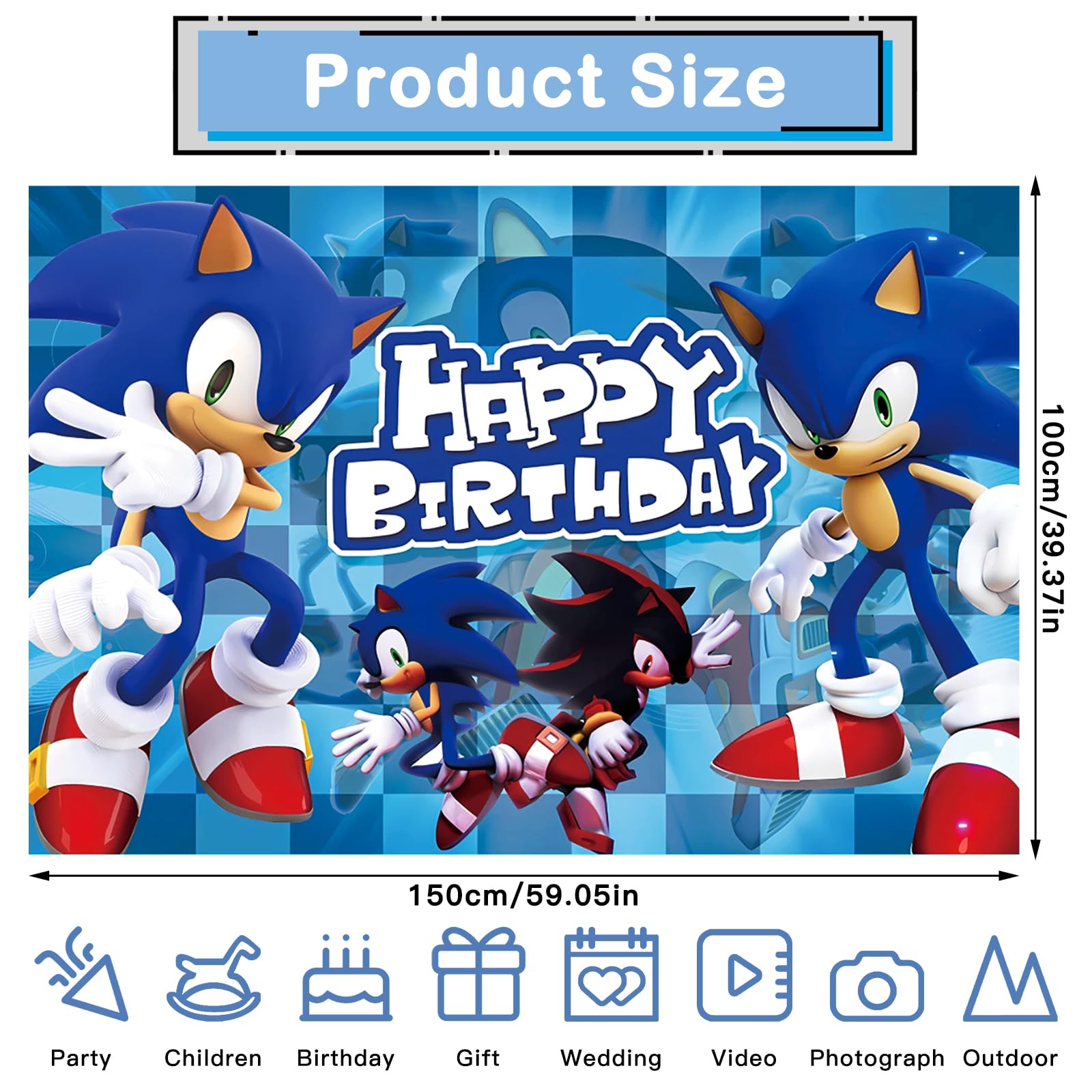 Happy Birthday Backdrop 5x3FT - Photography Background for Birthday Party Decorations, Kids Party Supplies, Boy's Birthday Banner - Perfect for Indoor/Outdoor Celebrations, Photo Booths & Themed Events