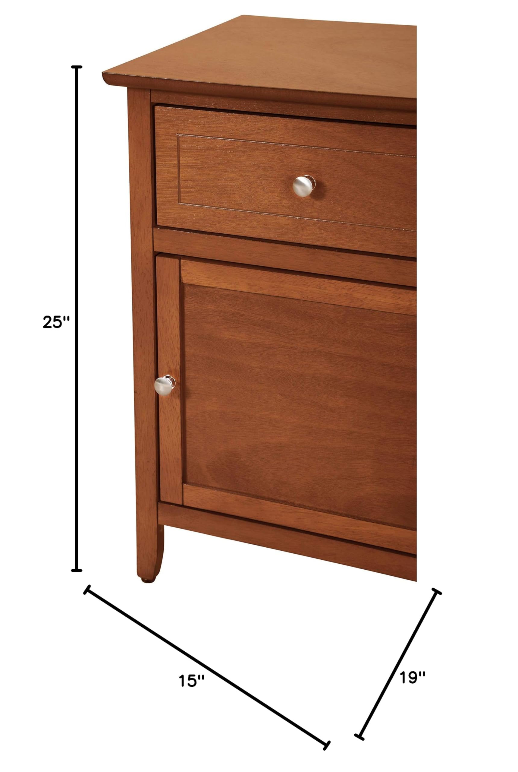 Glory Furniture Izzy 1-Drawer 1-Door Oak Nightstand - Bedside Table for Bedroom, Living Room & Guest Room Storage