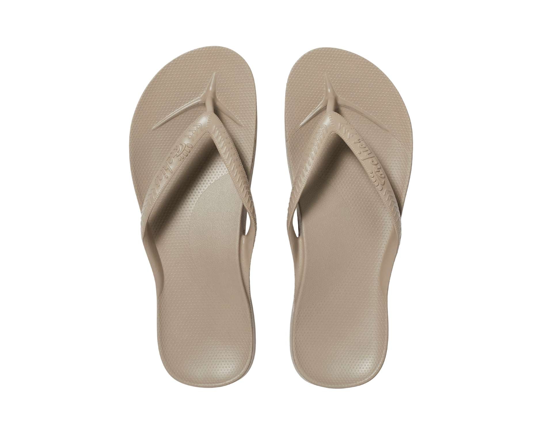 Archie's Arch Support Thongs for Women - Comfortable Sandals with Orthotic Support in Taupe - Perfect for Walking, Travel & Everyday Wear