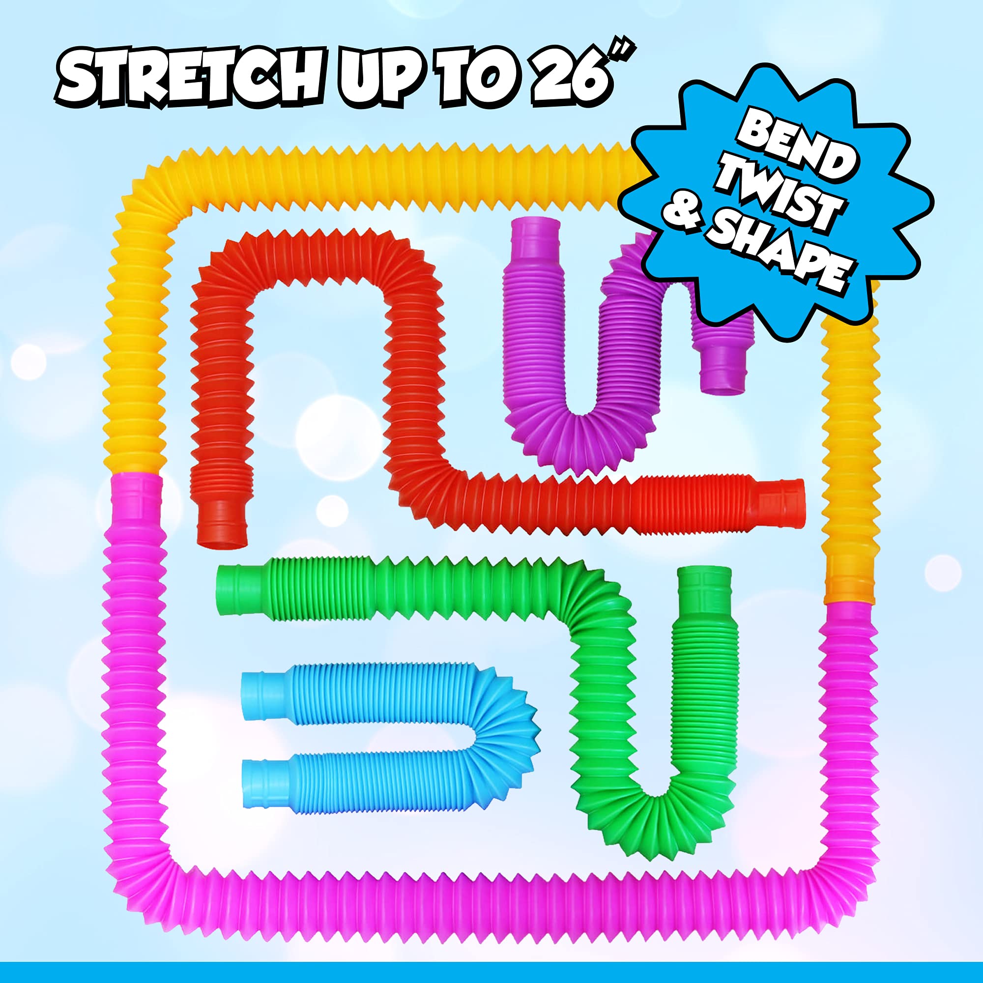Playkidz 24 Pack Pop Tubes Sensory Toys for Kids & Adults - 7.5