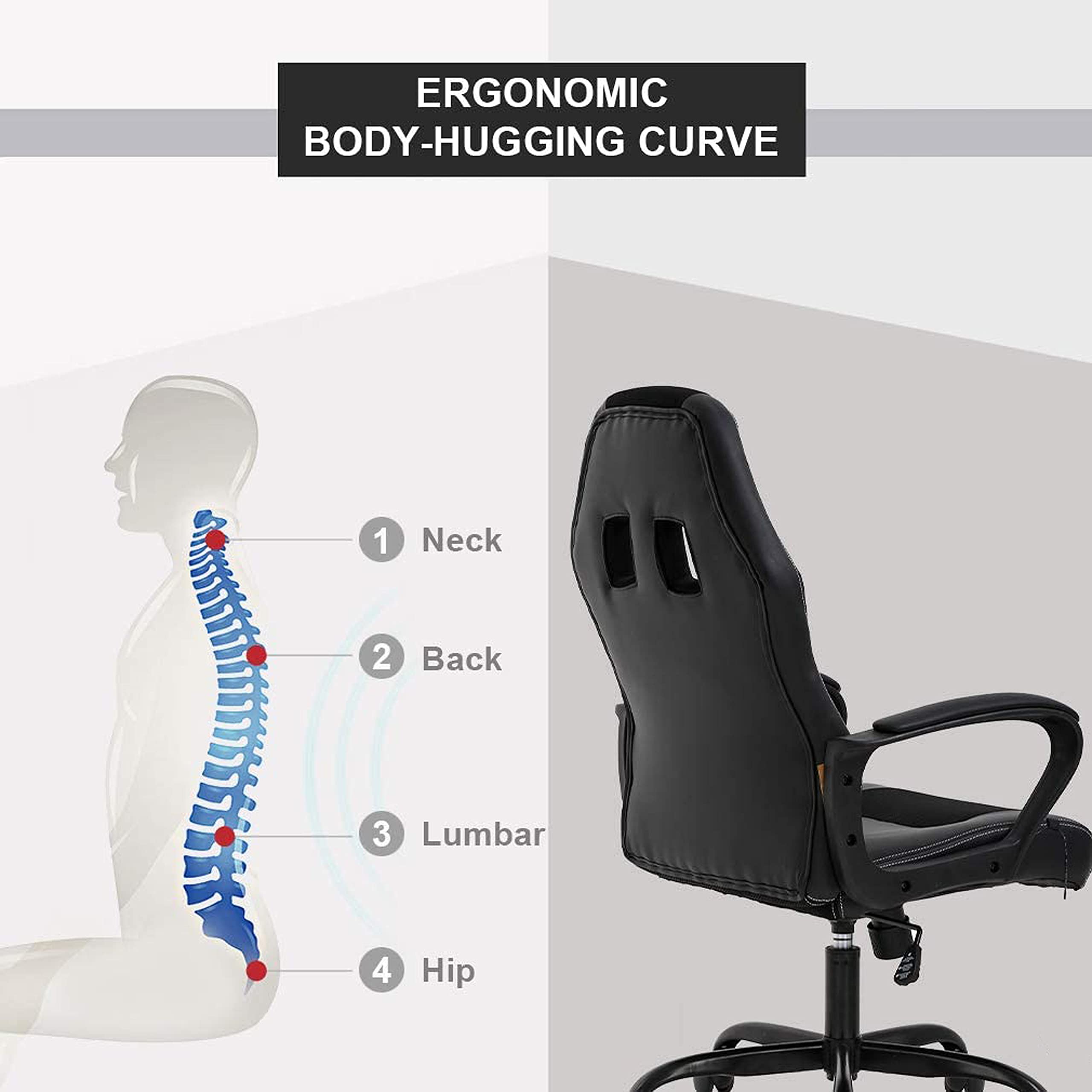Premium Gaming Chair - Ergonomic Racing Style Office Chair with Padded Armrests & Bonded Leather - Red | Perfect for PC, Console Gaming & Home Office Setup
