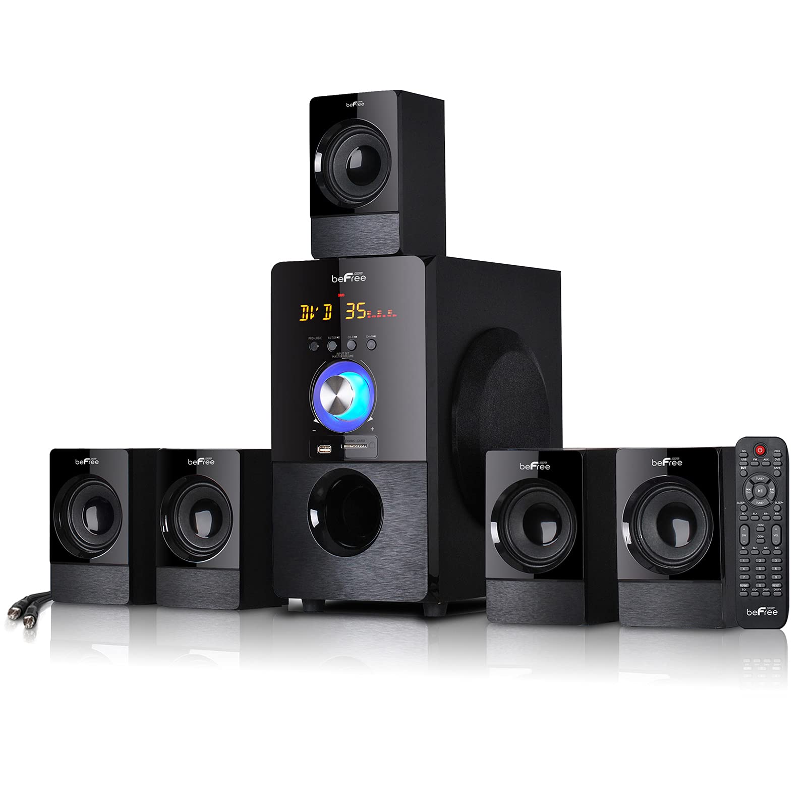 beFree Sound 5.1 Channel Bluetooth Surround Sound Speaker System - Wireless Home Theater Audio for Movies, Gaming & Music (Black)