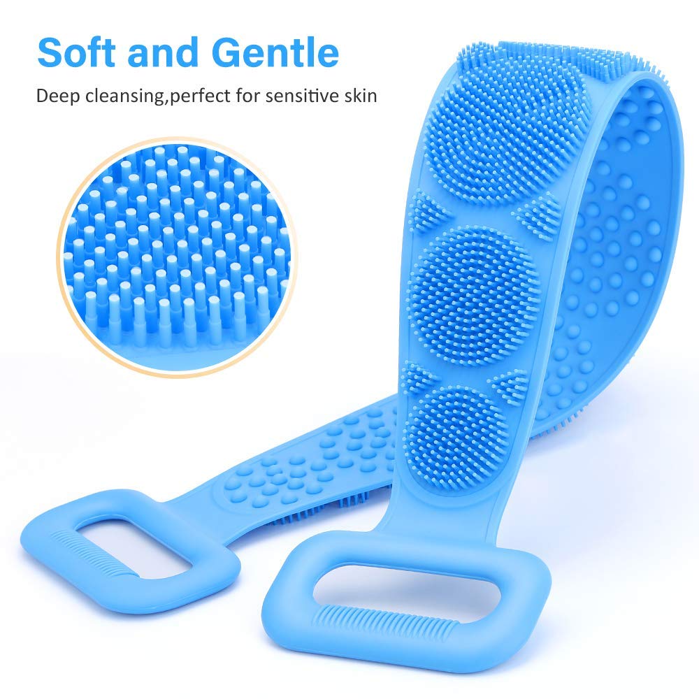 SQUICKLE Silicone Body Brush for Shower - Exfoliating Back Scrubber with Soft Bristles for Men & Women - Improves Blood Circulation & Skin Health - Multicolor (Pack of 1) - Perfect for Spa, Exfoliation & Deep Cleansing at Home