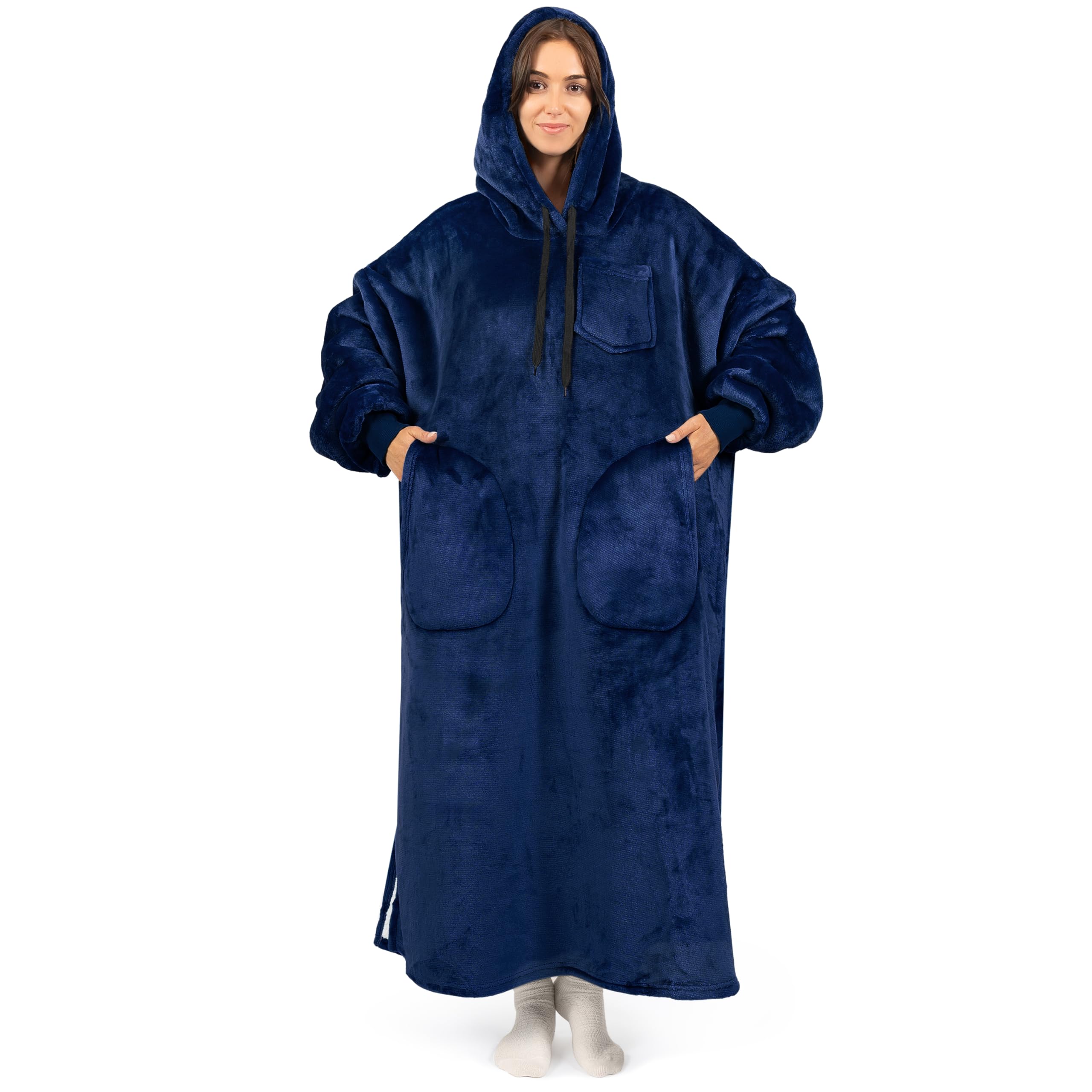 PAVILIA Wearable Blanket Hoodie for Women & Men - Sherpa Fleece Oversized Sweatshirt with Hood - Cozy Hooded Blanket Sweater for Lounge, Camping & Movie Nights
