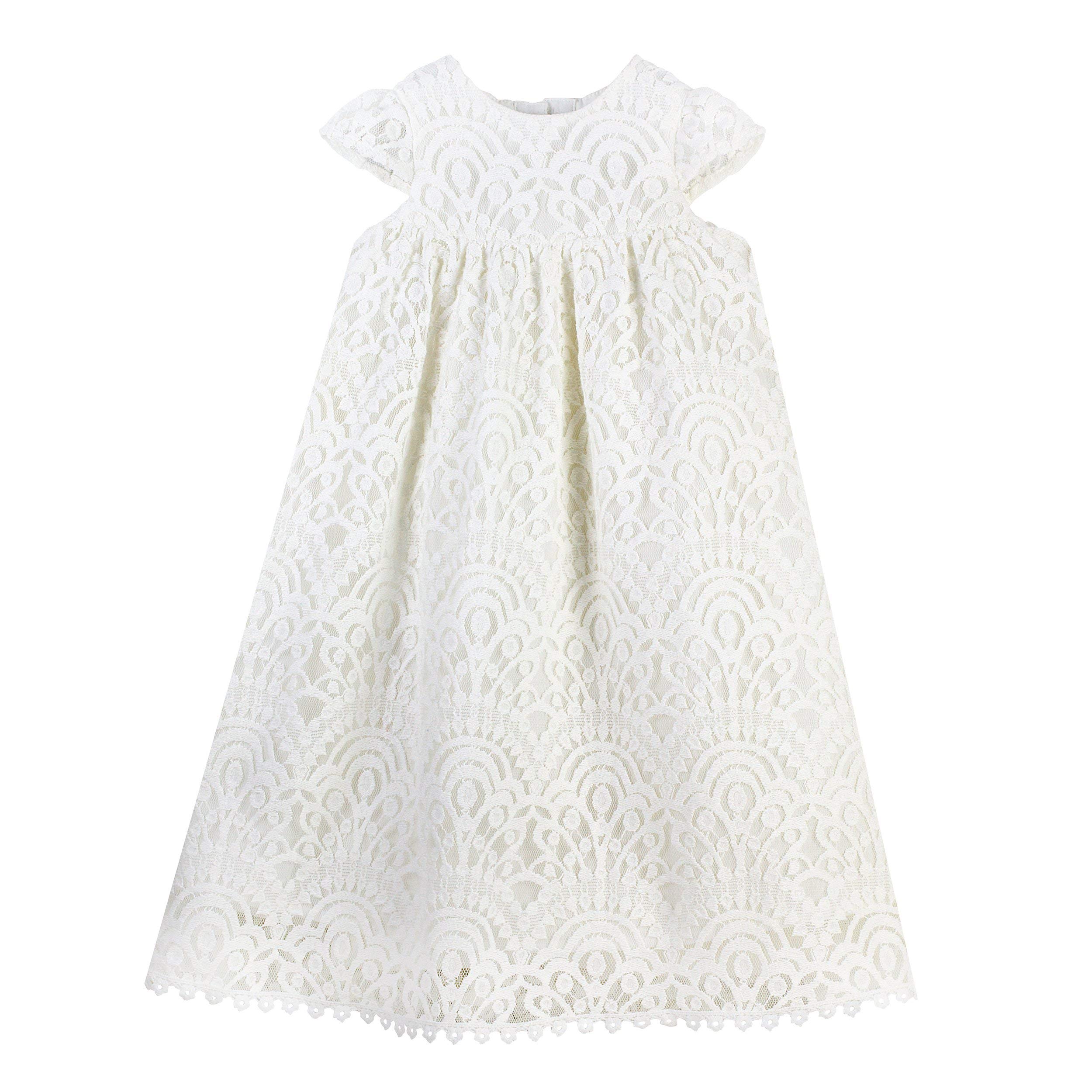 Elegant Baby Girl Lace Christening Gown with Matching Bonnet - Perfect for Baptism, Christening & Special Occasions