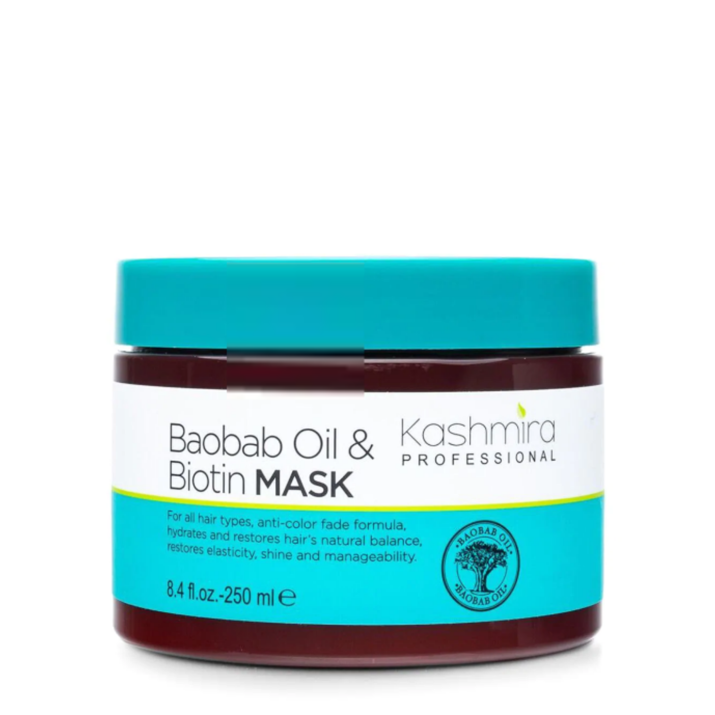 Deep Conditioning Hair Mask with Baobab Oil & Biotin - 250ml for Damaged Hair Repair & Hydration - Perfect for Dry, Frizzy Hair at Home or Salon Use