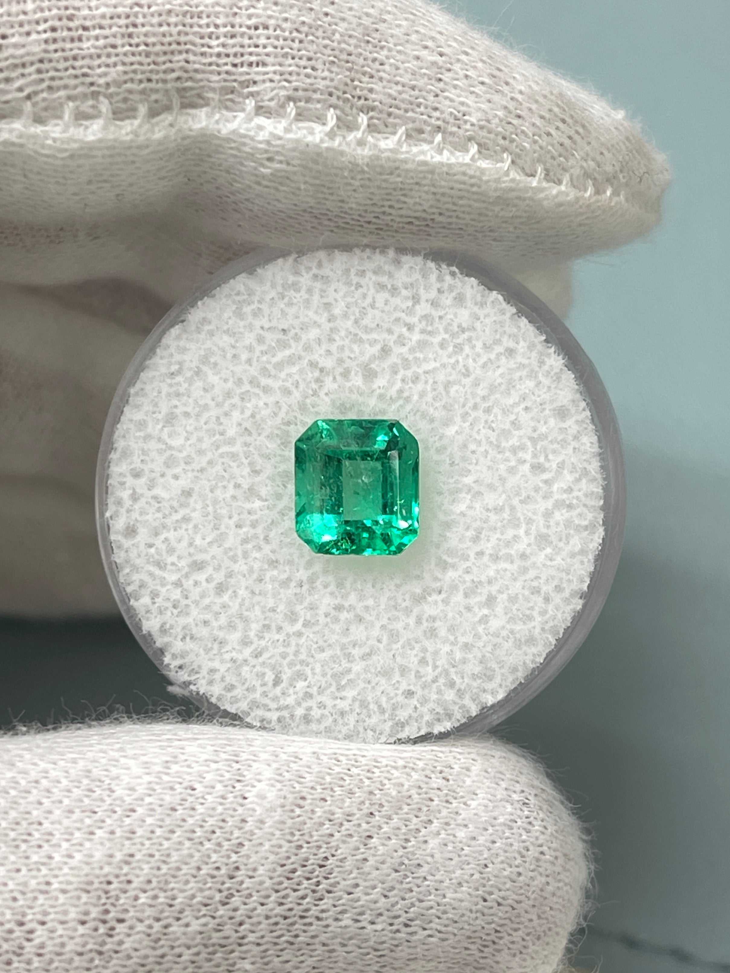 1.68 Carat 7.5x7mm Muzo Yellowish Green Asscher Cut Natural Colombian Emerald - Loose Gemstone for Jewelry Making, Engagement Rings & Luxury Collections
