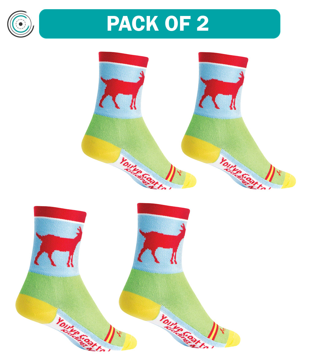 2 Pack SockGuy Classic Goat Socks - 4 Inch Crew Socks for Men & Women (Red, Blue, Green) - Large/X-Large Size - Synthetic Blend - Perfect for Hiking, Running & Casual Wear
