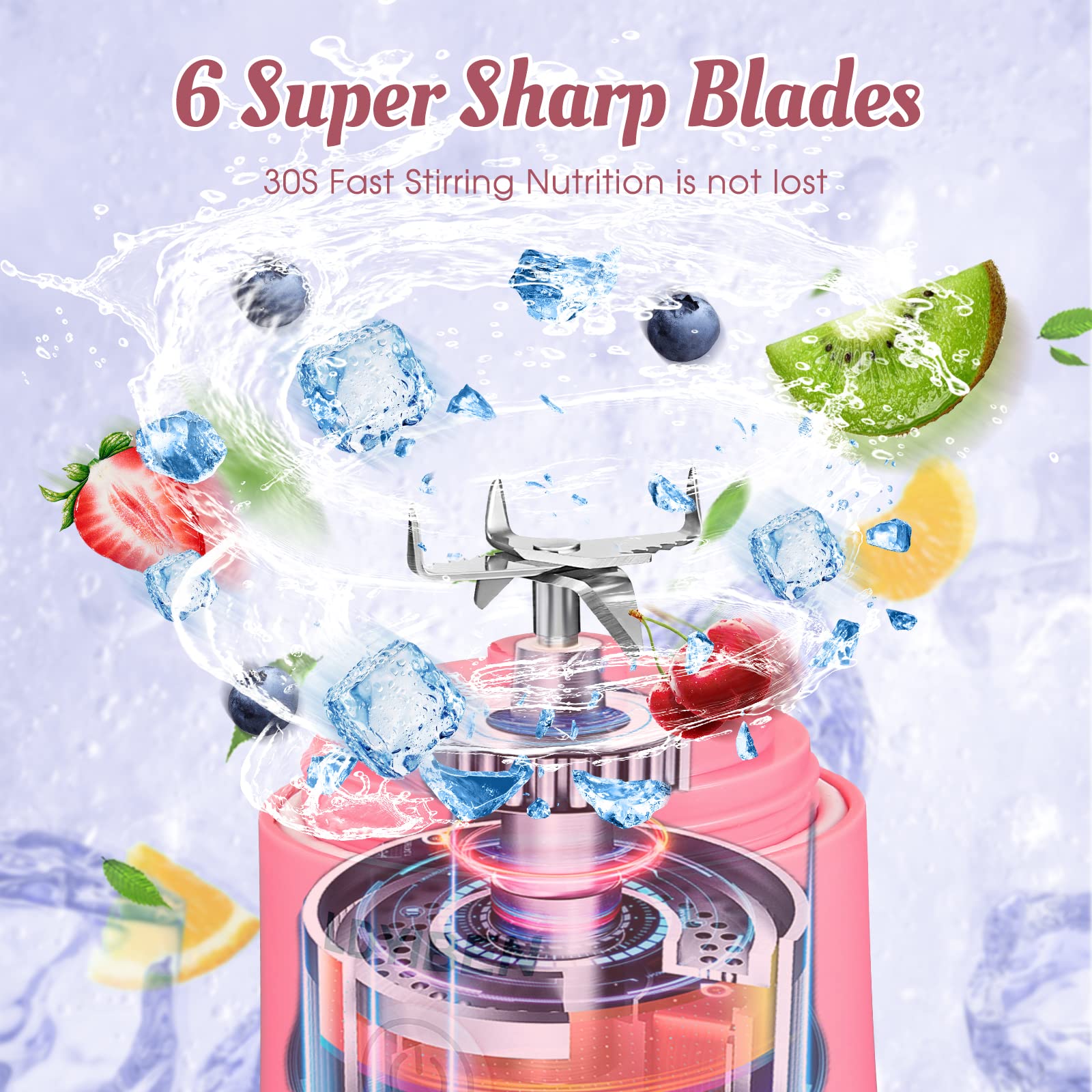 Portable USB Rechargeable Blender - 20oz Personal Mini Juicer for Smoothies, Shakes, Baby Food & Nut Mixing | High Speed Travel Blender with Leak-Proof Lid | Perfect for Gym, Office, Travel & Home Use