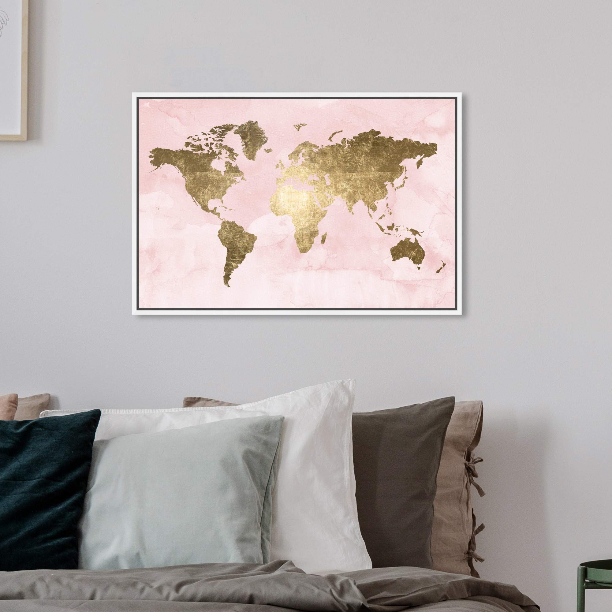 Oliver Gal Artist Co. - 16x24 Inch Blush Mapamundi Canvas Wall Art - Pink World Map Decor for Living Room, Bedroom & Office - Modern Home Decor & Unique Gift Idea