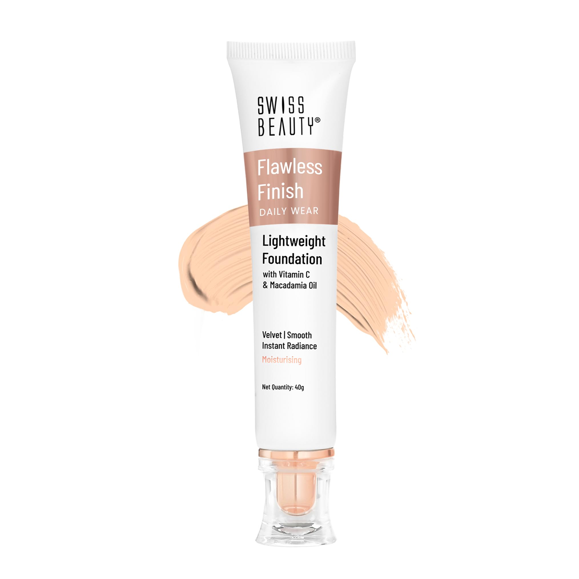 Swiss Beauty Flawless Finish Foundation - Medium Coverage, Lightweight, Oil-Free Formula with Radiant Finish - Natural Beige Shade (40g) | Perfect for Everyday Wear, Special Occasions & Photo Shoots