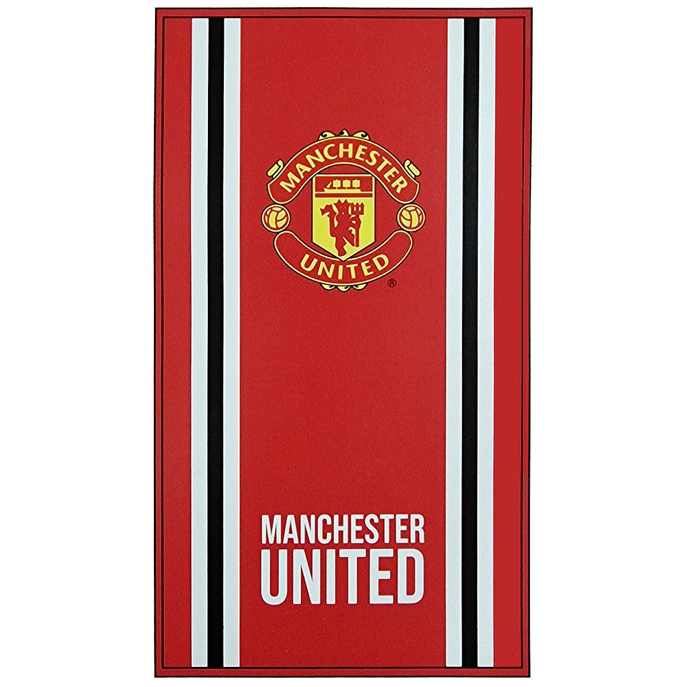 Manchester United Core Stripe Towel - Official Soccer Team Beach & Gym Towel for Fans - Perfect for Sports, Travel, and Home Decor