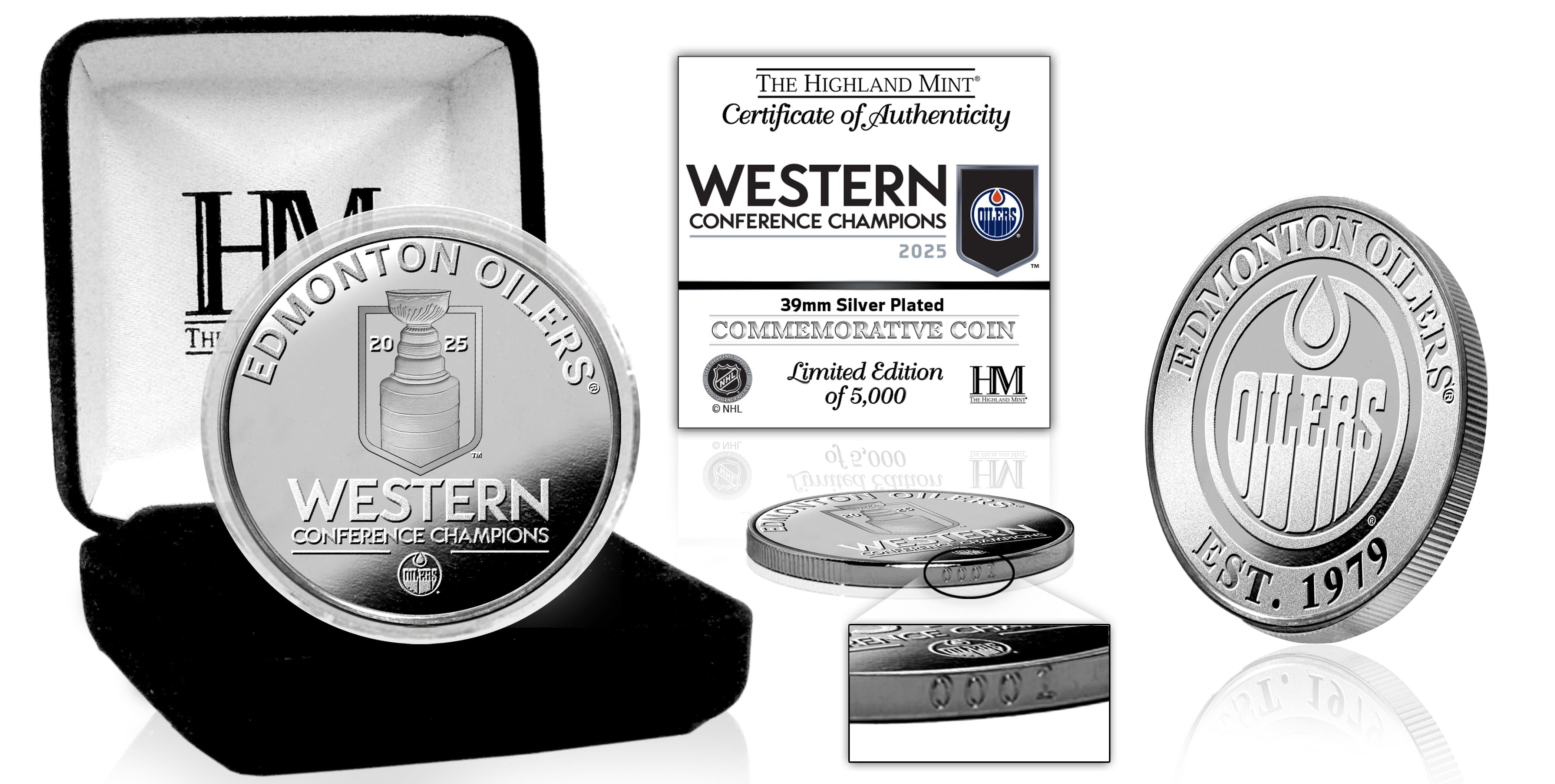 2025 NHL Western Conference Champions Edmonton Oilers Commemorative Silver Coin – Collectible Hockey Fan Gift for Sports Memorabilia & Display