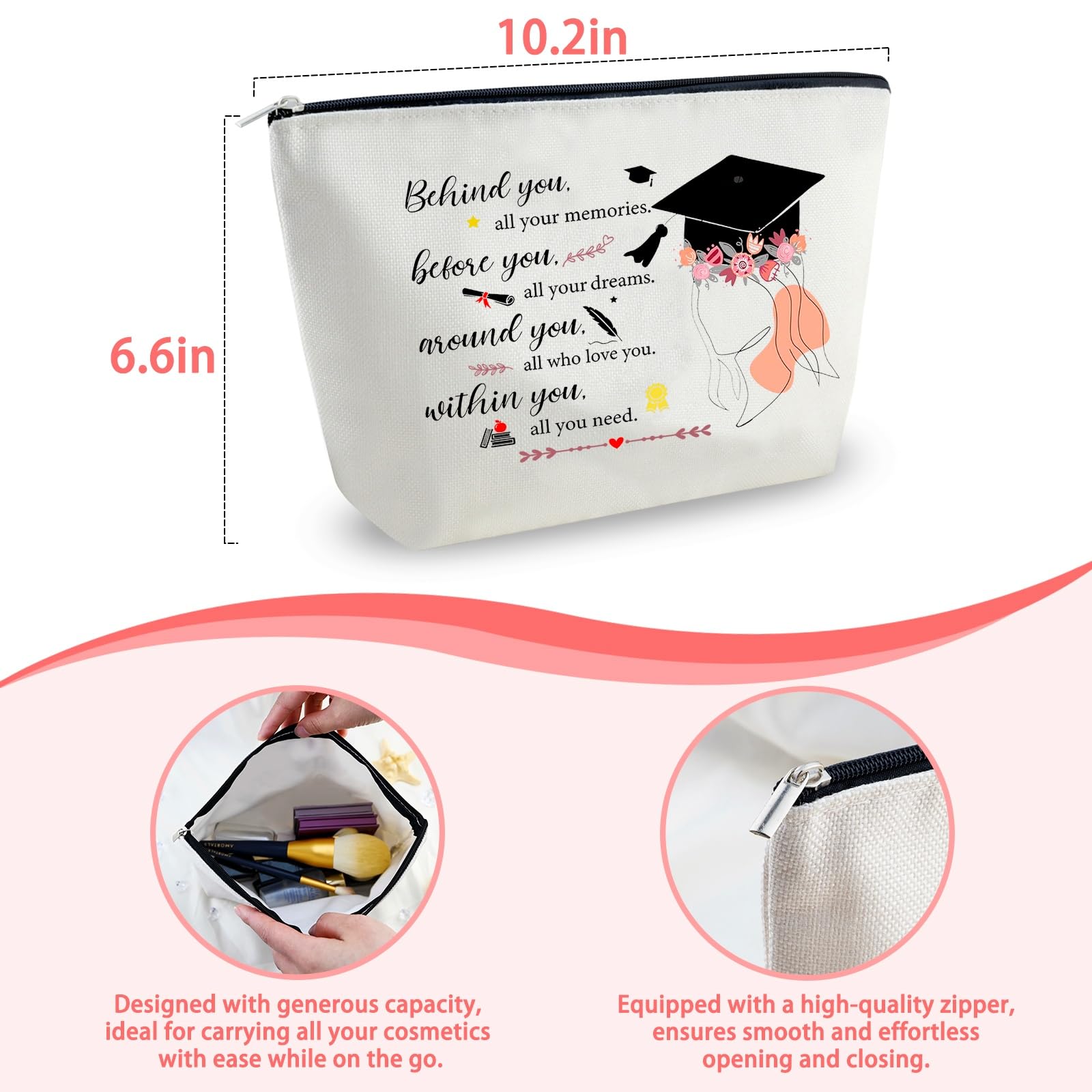 Class of 2025 Graduation Gifts for College & High School Students - Personalized Graduate Gift Bags for Women, Her Senior Nights & Master Degree - Makeup & Travel Toiletry Bag Set - Perfect for Commencement Ceremonies, Dorm Essentials & Vacation Trips