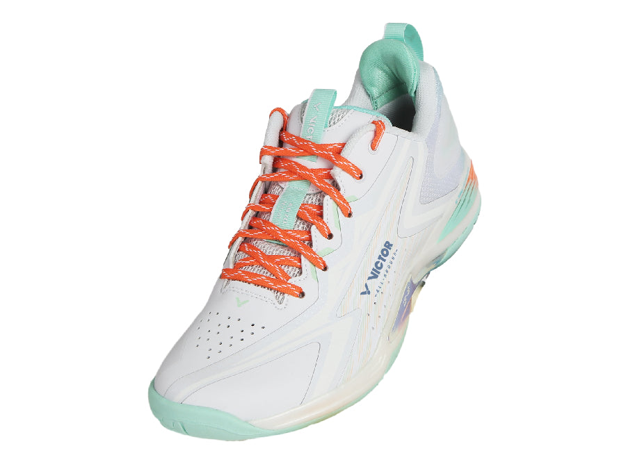 Victor A970 NitroLite Badminton Shoes for Men & Women - Lightweight Court Shoes with Cushioning for Badminton, Tennis, Squash - White/Brook Green - Perfect for Indoor Sports & Training