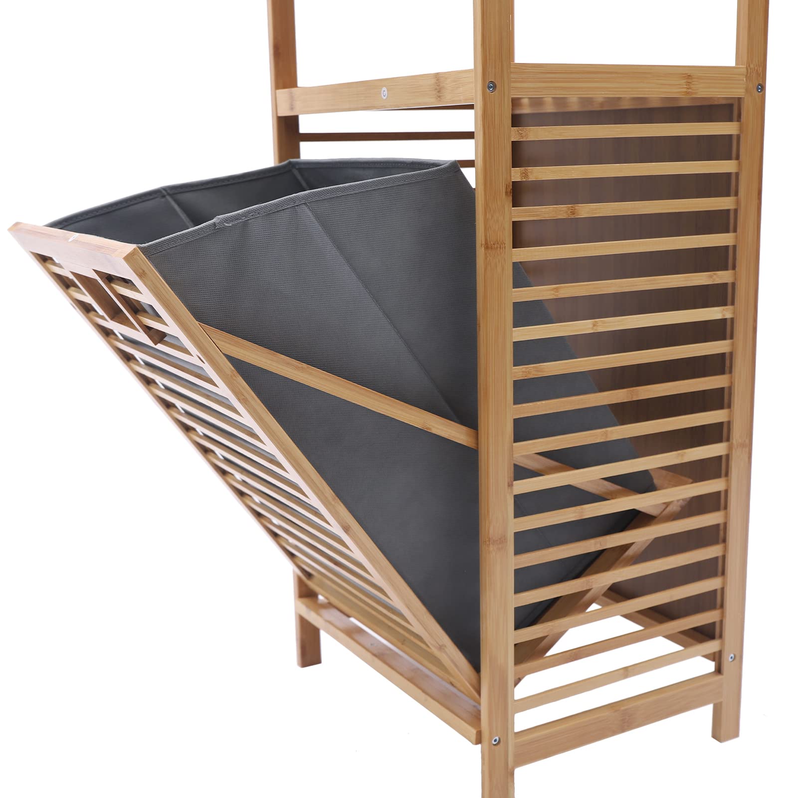Eco-Friendly Bamboo Laundry Basket with Storage Shelf - Multi-Purpose Closet Organizer, Toy Storage Bin & Hamper for Dorm, Bedroom & Laundry Room - Perfect for Home Organization & Space Saving